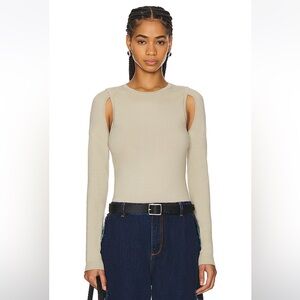 Helmut Lang Cutout Crew Tee in Sand
